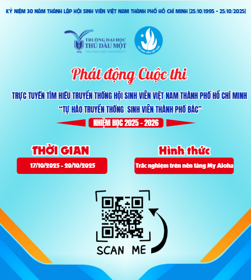 PHÁT ĐỘNG CUỘC THI TRỰC TUYẾN TÌM HIỂU TRUYỀN THỐNG HỘI SINH VIÊN VIỆT NAM TP. HỒ CHÍ MINH KỶ NIỆM 30 NĂM THÀNH LẬP HỘI SINH VIÊN VIỆT NAM THÀNH PHỐ HỒ CHÍ MINH (25/10/1995 - 25/10/2025)